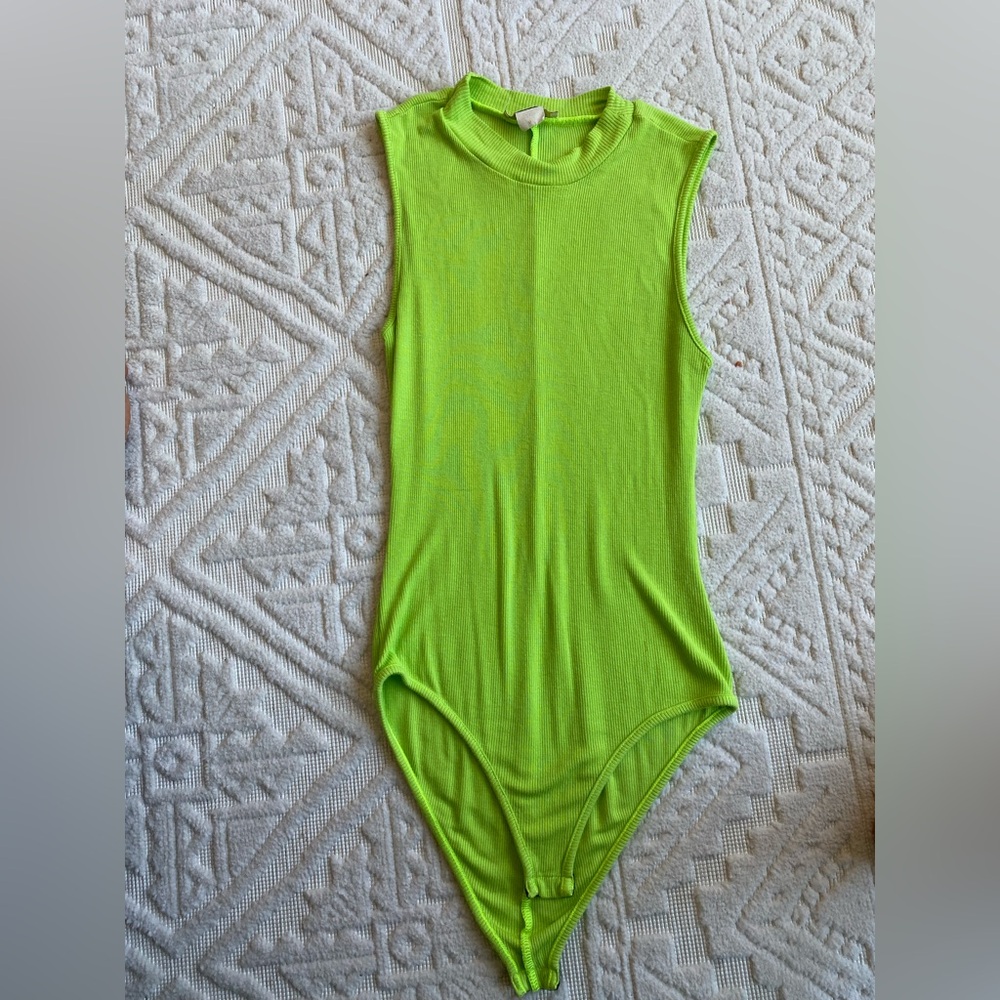 Short Sleeve Mock Neck Lime Green Bodysuit